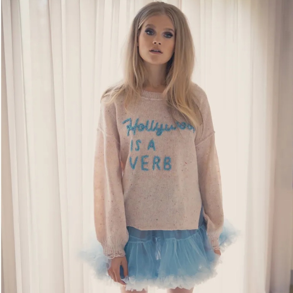 NWT Wildfox Couture HTF Sample Piece Sweater ‘Hollywood Is a Verb’ Size Small